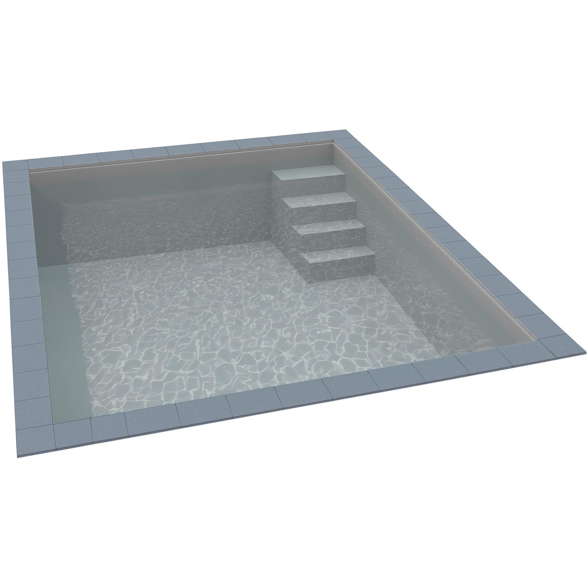KWAD Styropor Pool Easy mit gerader Treppe rechts 7 x 3,5 x 1,5 m grau