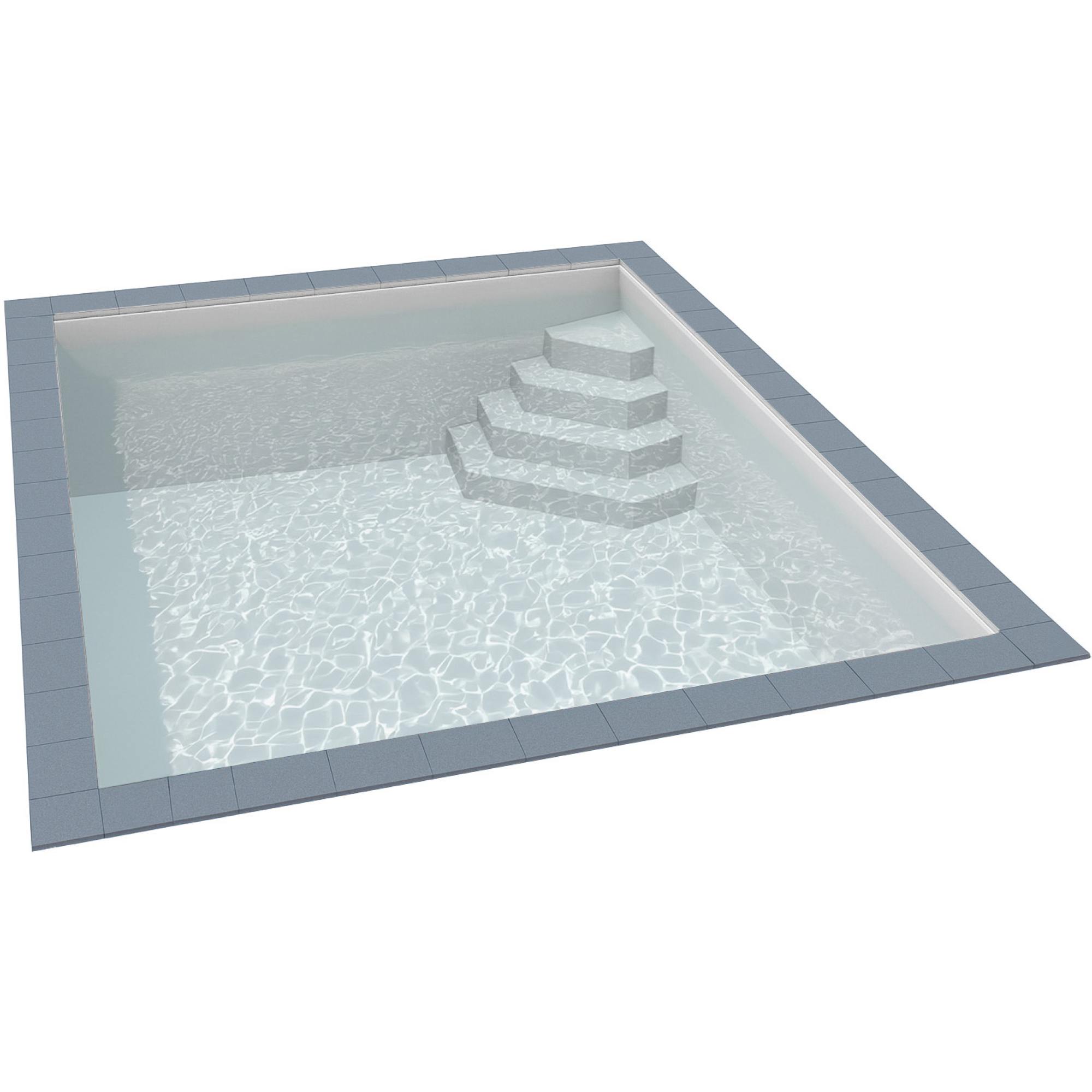 KWAD Styropor Pool Easy mit Ecktreppe rechts 8 x 4 x 1,5 m weiß
