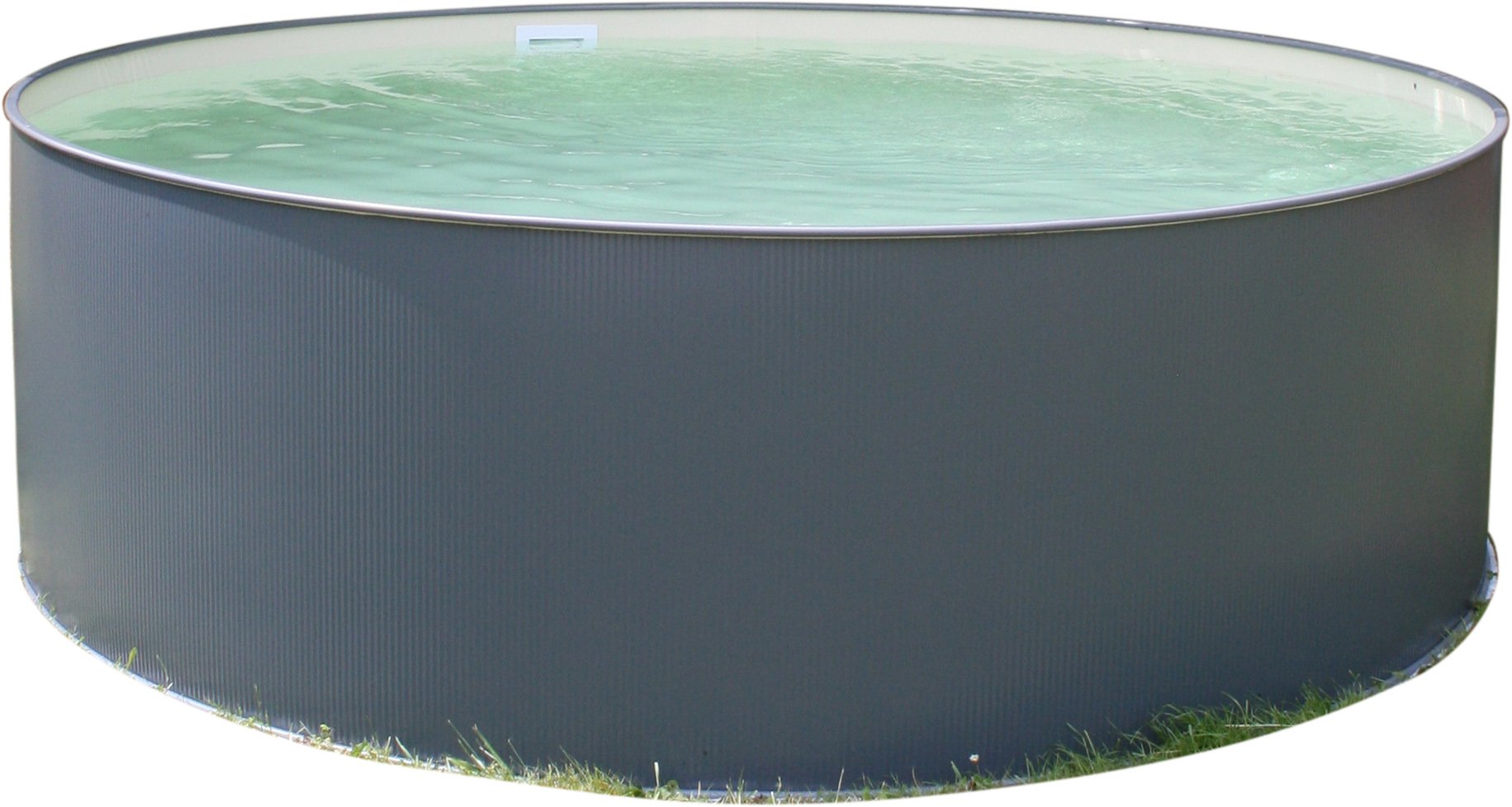 Stahlwandpool Set (6-teilig) rund 350x90cm, Stahl 0,3mm anthrazit, Folie 0,2mm sand, overlap