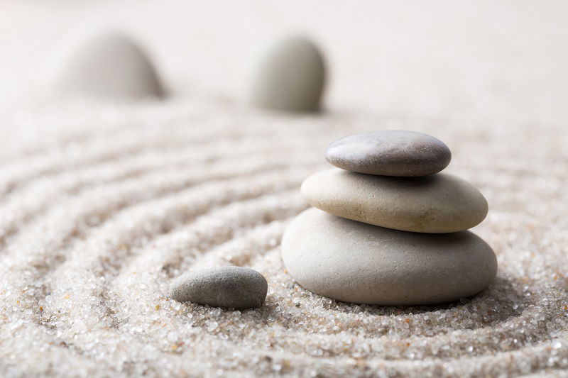 Innere Balance durch Zen Zen Garten Sand Steine
