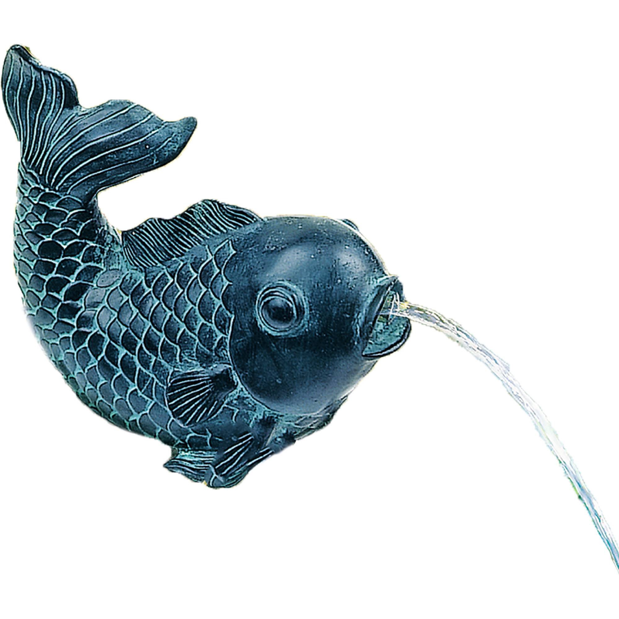 Teichfigur Speier  Fisch  Dekor Bronze