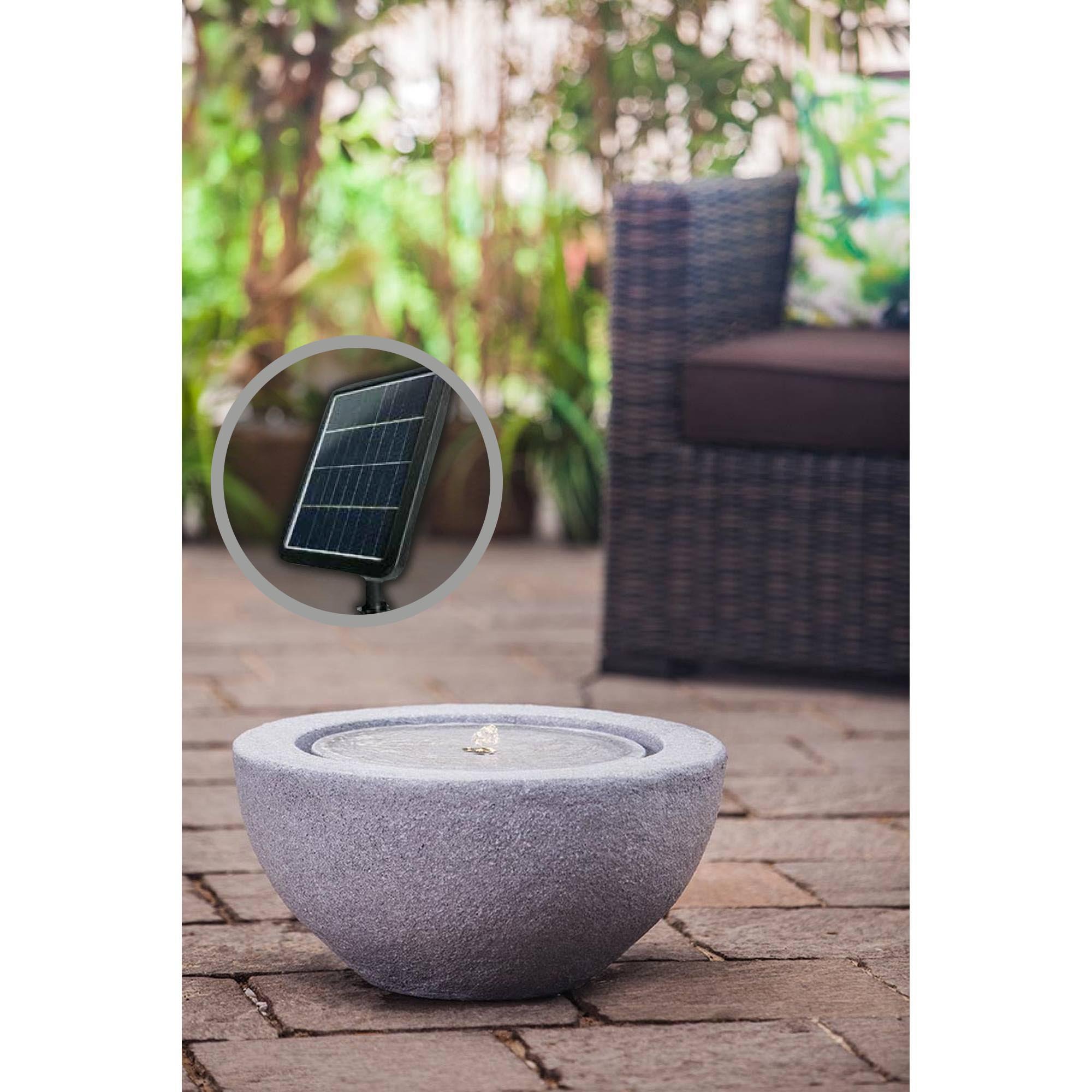 Solar-Gartenbrunnen Half Ball mit Akku und LED, grau, 50x50x25cm
