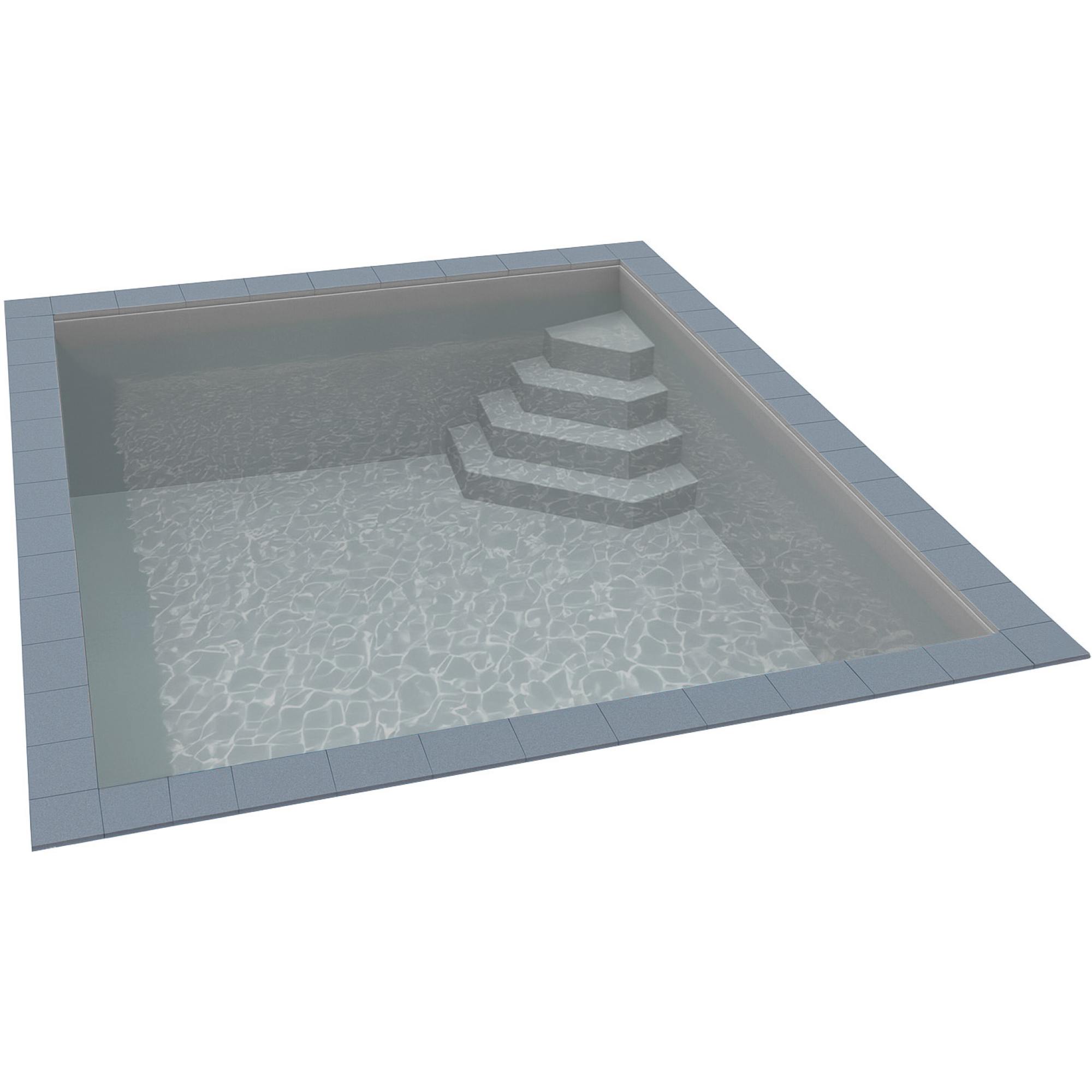KWAD Styropor Pool Easy mit Ecktreppe rechts 6 x 3 x 1,5 m grau