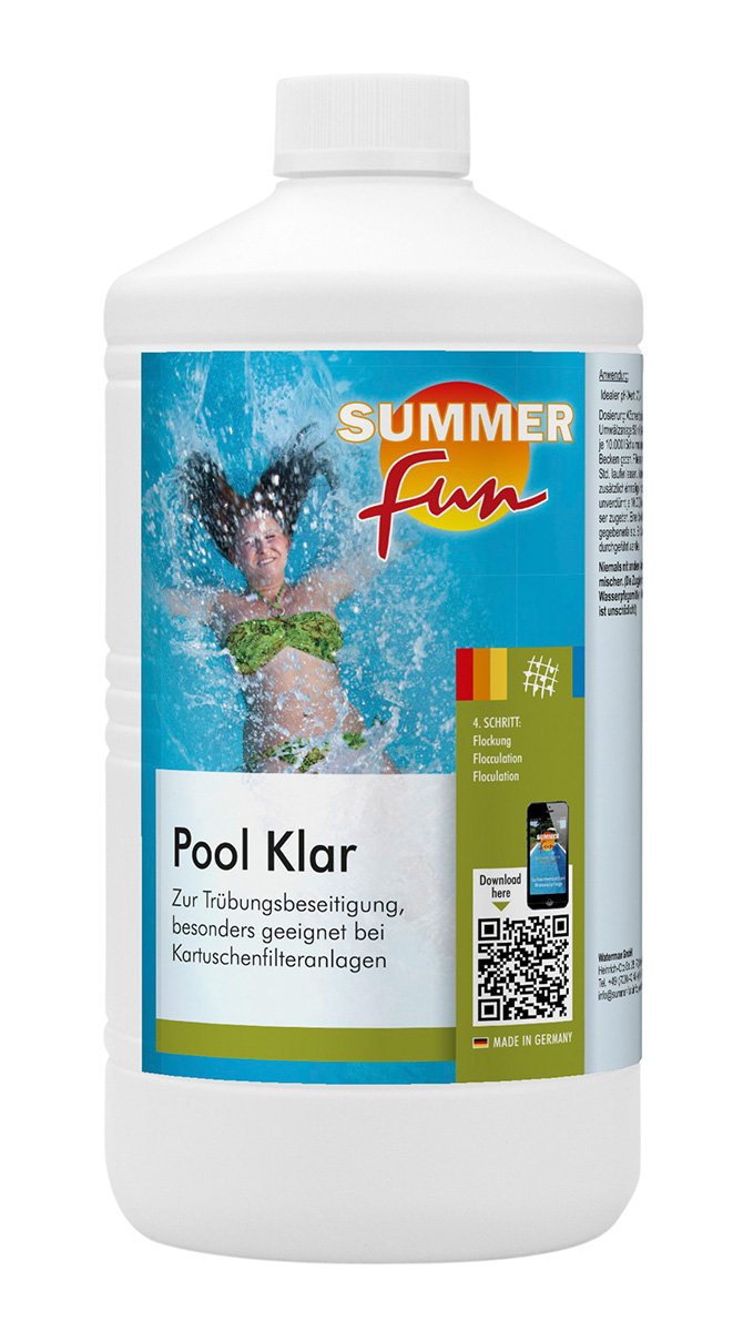 Summer Fun - Pool Klar - Trübungsentferner für alle Pools mit Kartuschenfilter, 1 Ltr.
