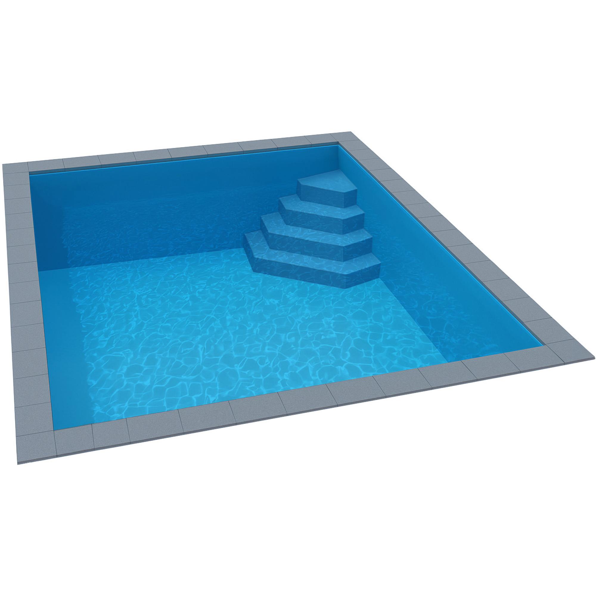 KWAD Styropor Pool Easy mit Ecktreppe rechts 7 x 3,5 x 1,5 m blau