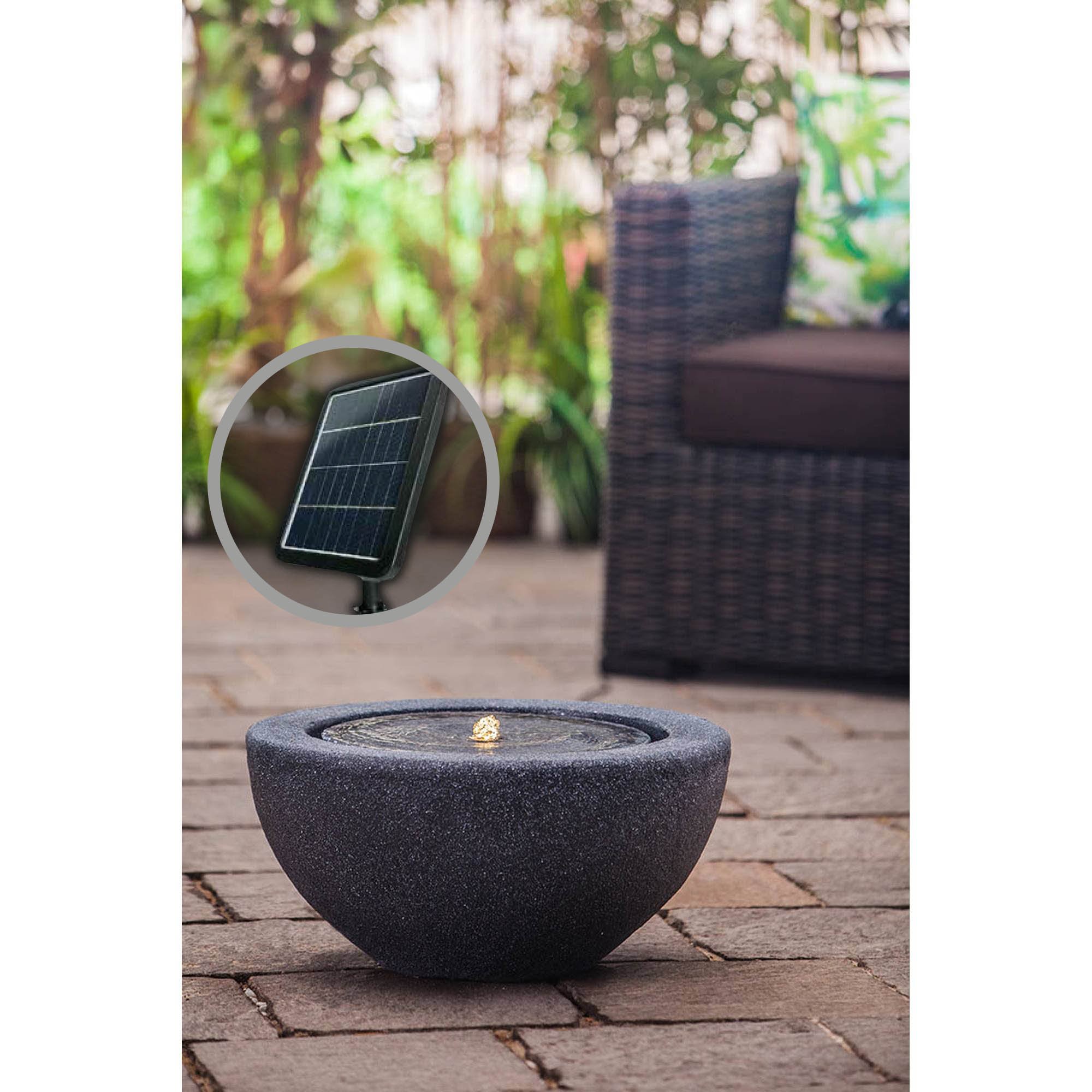 Solar-Gartenbrunnen Half Ball mit Akku und LED, schwarz, 50x50x25cm