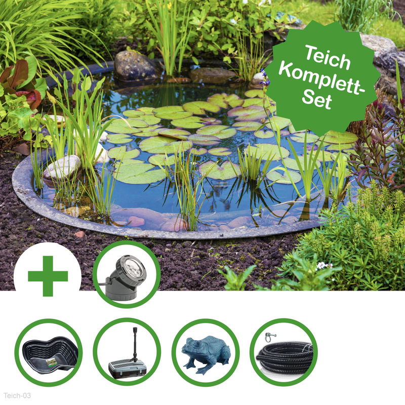 TEICH SET GROSSER FERTIGTEICH 1000 LITER BECKEN MIT UNTERWASSER